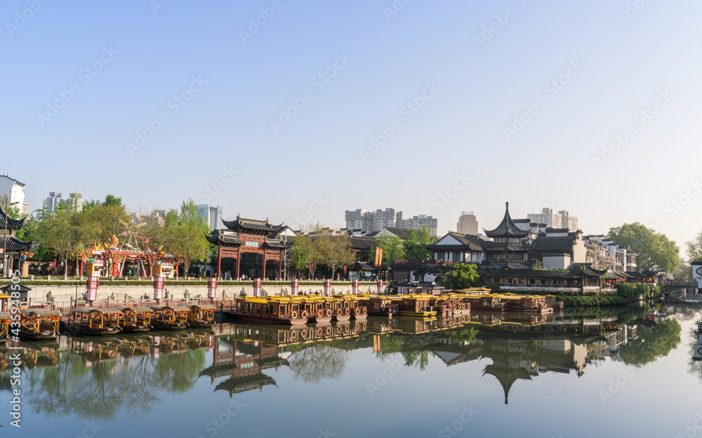 Rivers, roads and ancient buildings in the Confucius Temple scenic spot in Nanjing, Jiangsu Province, China. Rivers, roads and ancient buildings in the Confucius Temple scenic spot in Nanjing, Jiangsu Province, China.