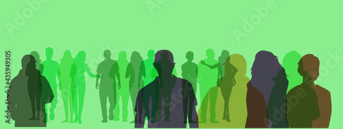 Silhouette vector of people in groups.