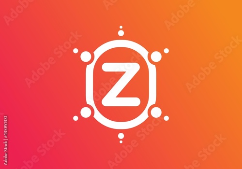 Orange pink gradient color of Z initial letter in oval frame