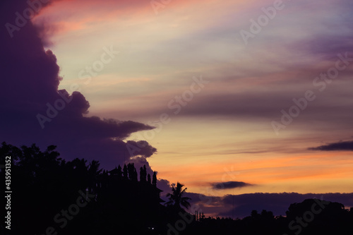 Dramatic sky sunrise in Ubud Bali