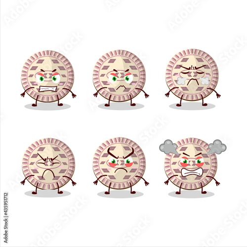 Vanilla biscuit cartoon character with various angry expressions