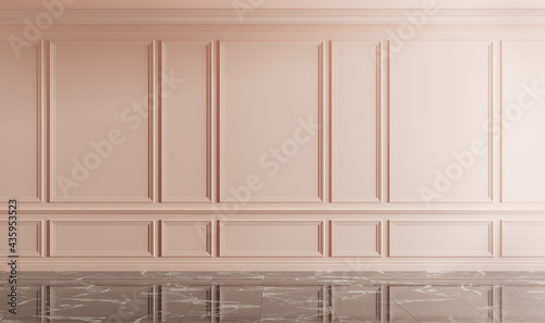 Fototapeta Naklejka Na Ścianę i Meble -  Classic interior with boiserie on the wall. Pink colored. 3d illustration