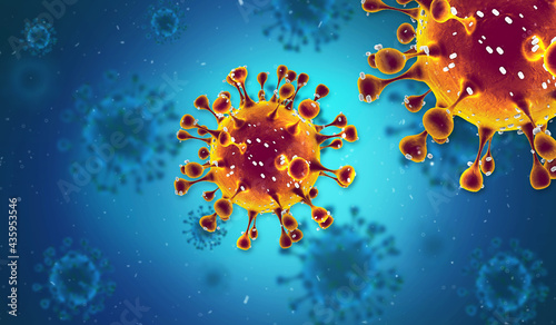 Pathogenic Covid-19 Virus disease outbreak. 3D illustration, 3D rendering   © wichuda