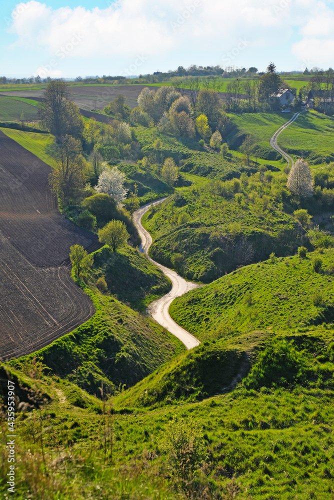 Obraz premium Rural landscape Grodzisko Stradow village in Poland