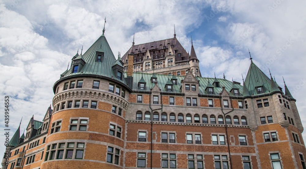 Chateau Frontenac hotel in Quebec City streets in Canada