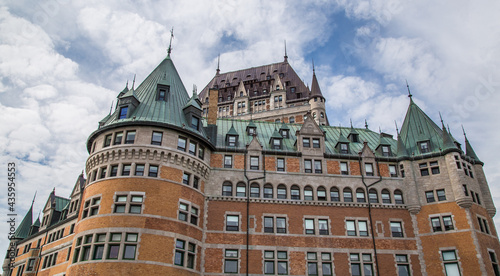 Chateau Frontenac hotel in Quebec City streets in Canada