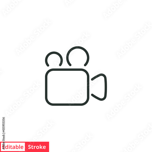 Camera video line icon. Simple outline style. Camcoder, tv, vector, illustration, internet, movie, old, film concept. Vector illustration isolated on white background. Editable stroke EPS 10. photo