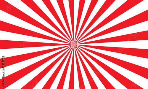 Red white color burst background. Rays background in retro style. Vector.