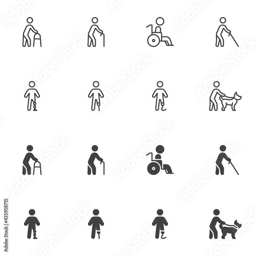 Disabled people icon set