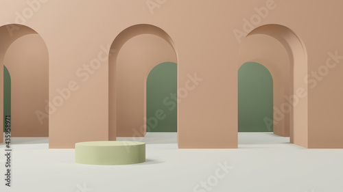 3D rendering abstract illustration. Mock up abstract geometric shape podium for product design. 