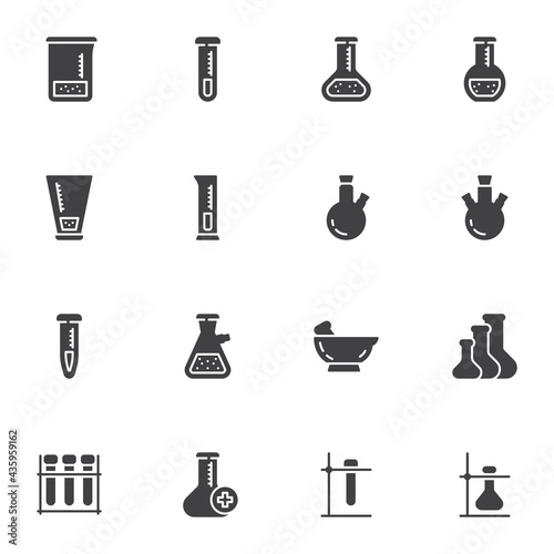 Laboratory equipment vector icons set