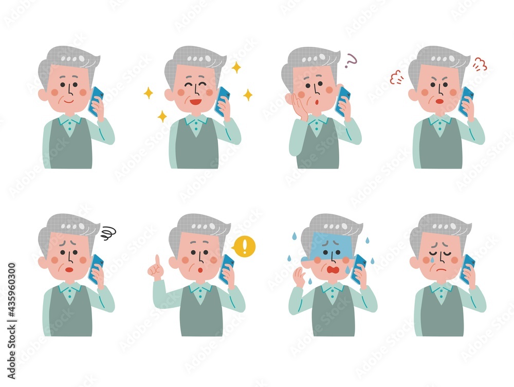 An old man talking on a smartphone