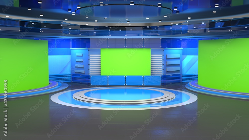 News Studio, Backdrop For TV Shows .TV On Wall.3D Virtual News Studio Background, 3d illustration
News Studio, Backdrop For TV Shows .TV On Wall.3D Virtual News Studio Background, 3d illustration