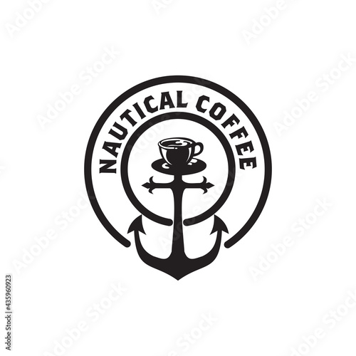 Nautical coffee logo design template