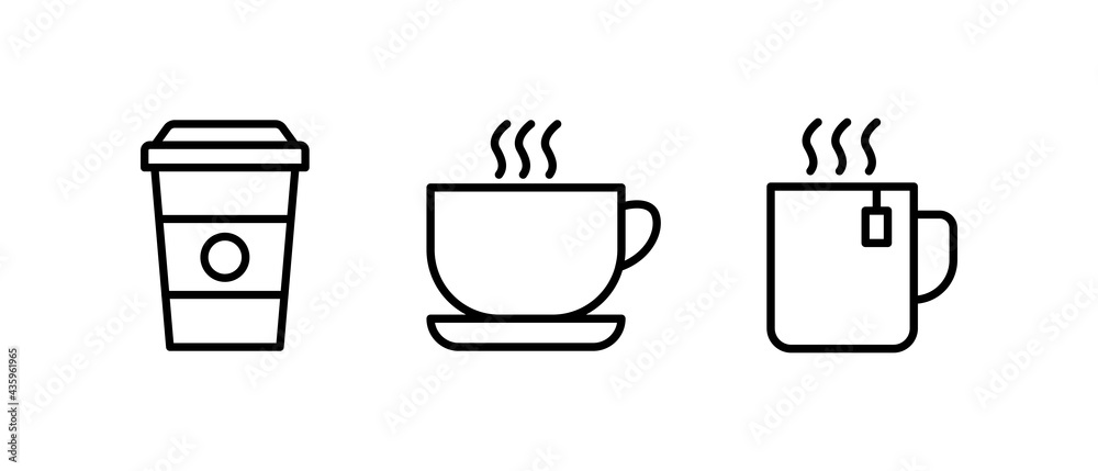 Disposable coffee cup icon set vector