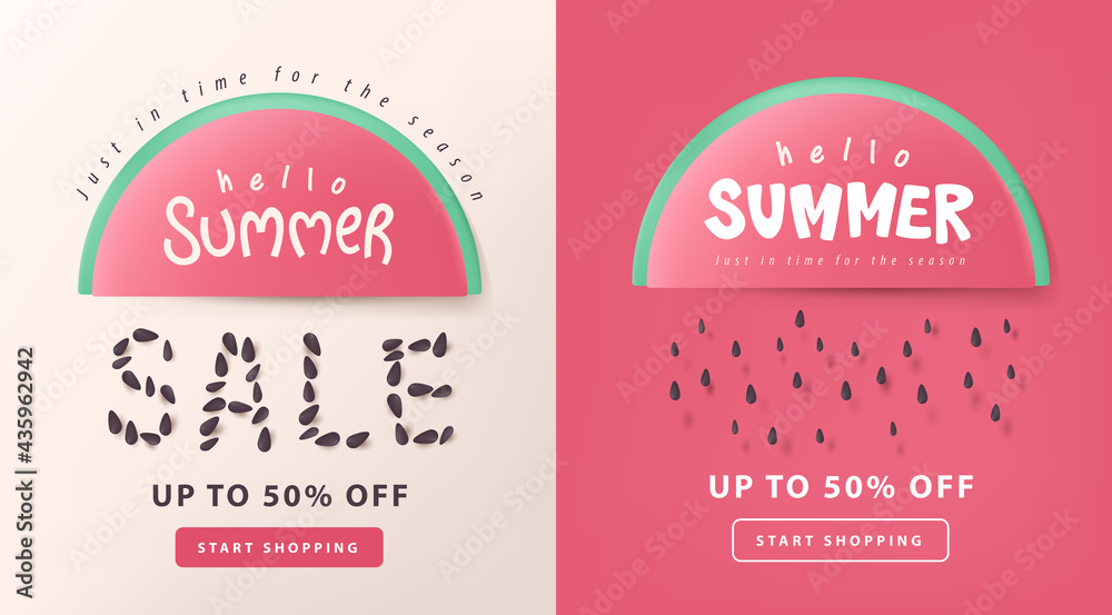 Summer sale layout poster banner background with watermelon Summer sale layout poster banner background with watermelon
