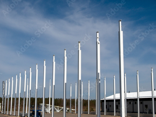 white painted steel frame construction site