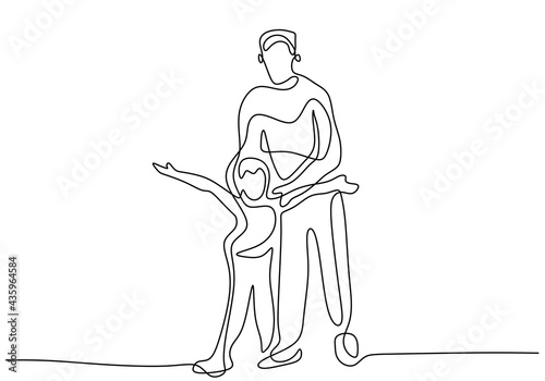 Father walking together wit...