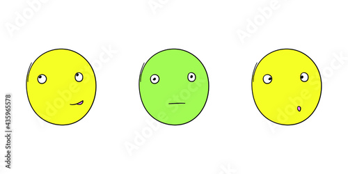Set of Cute Emoticons Emoji. Smile icons. Isolated vector illustrations on white background
