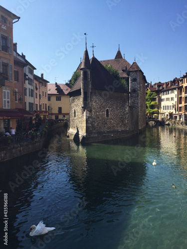 Annecy city and canals in southeastern France