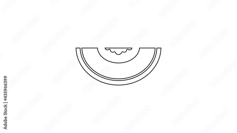 Black line Melon fruit icon isolated on white background. 4K Video motion graphic animation Black line Melon fruit icon isolated on white background. 4K Video motion graphic animation