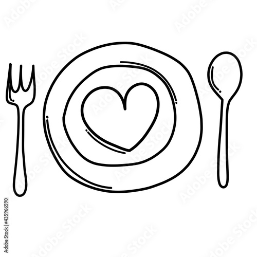 Tableware Doodle vector icon. Drawing sketch illustration hand drawn cartoon line eps10