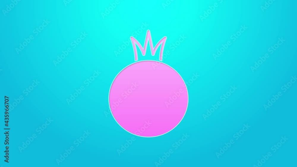 Pink line Tomato icon isolated on blue background. 4K Video motion graphic animation Pink line Tomato icon isolated on blue background. 4K Video motion graphic animation