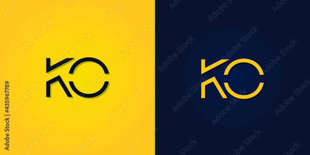 Minimalist Abstract Initial letter KO logo. This logo incorporates abstract letters in a creative way. It will be suitable for which company or brand name starts those initial. - obrazy, fototapety, plakaty 