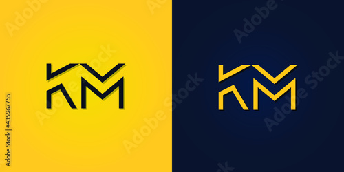 Minimalist Abstract Initial letter KM logo. This logo incorporates abstract letters in a creative way. It will be suitable for which company or brand name starts those initial.