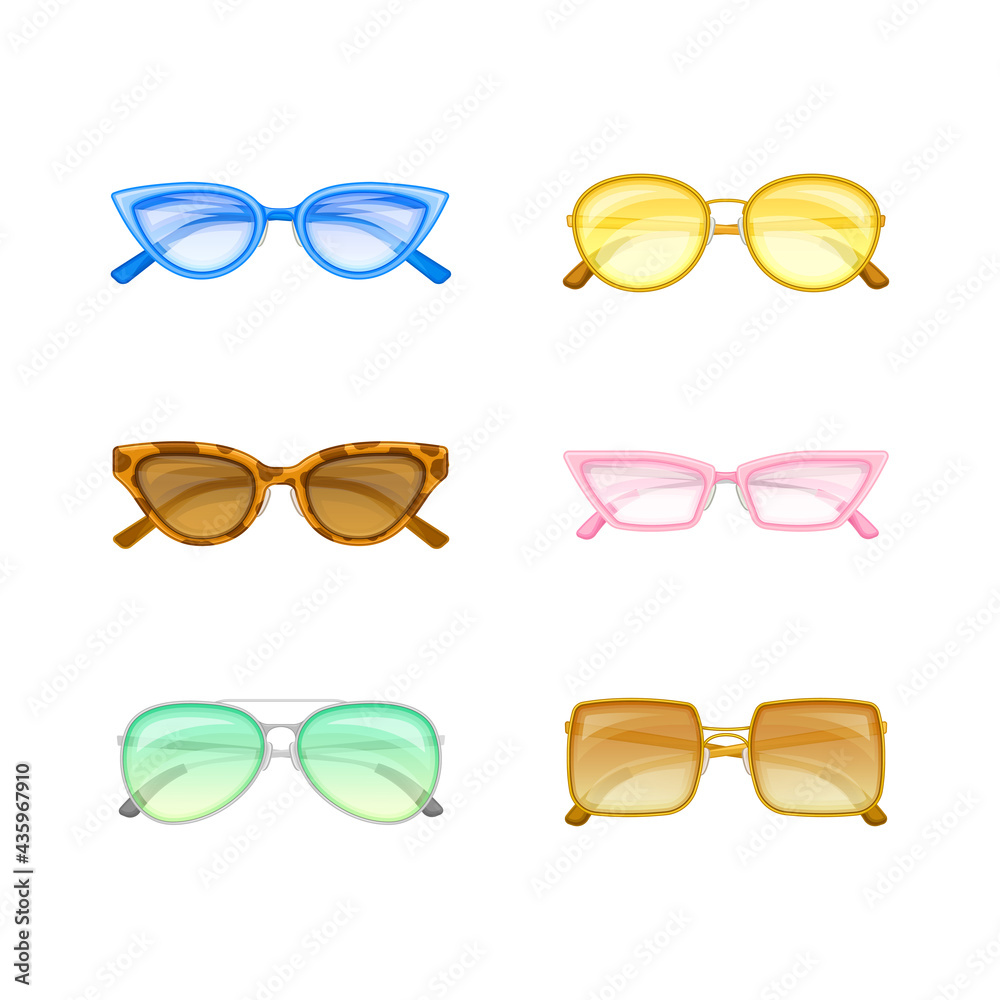 Shaped Sunglasses or Shades as Protective Eyewear Vector Set Shaped Sunglasses or Shades as Protective Eyewear Vector Set