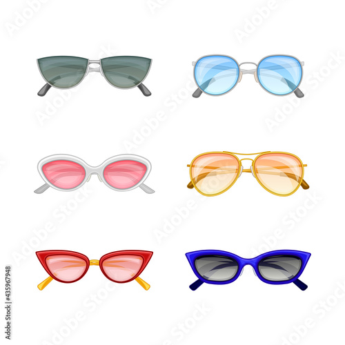 Shaped Sunglasses or Shades as Protective Eyewear Vector Set