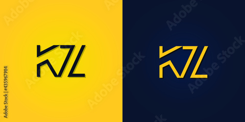 Minimalist Abstract Initial letter KZ logo. This logo incorporates abstract letters in a creative way. It will be suitable for which company or brand name starts those initial.