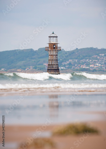 Whiteford Point Lighthouse, abandoned, Gower Peninsula, Wales UK photo