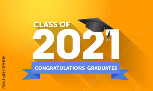 Class of 2021 concept, Congrats Graduates. Lettering Graduation logo. Abstract Template for graduation design, high school or college graduate, yearbook, Vector illustration EPS.10 © Sunshinemeee