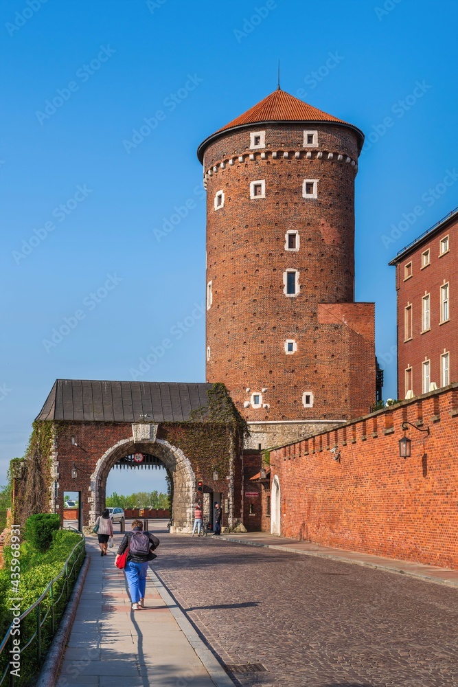 Brama wjazdowa na zamek na Wawelu o poranku - obrazy, fototapety, plakaty 
