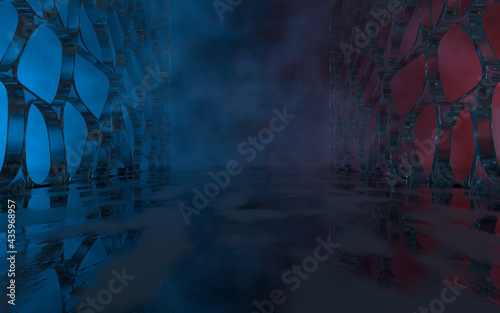 Hollow glasses with fog background, 3d rendering.
