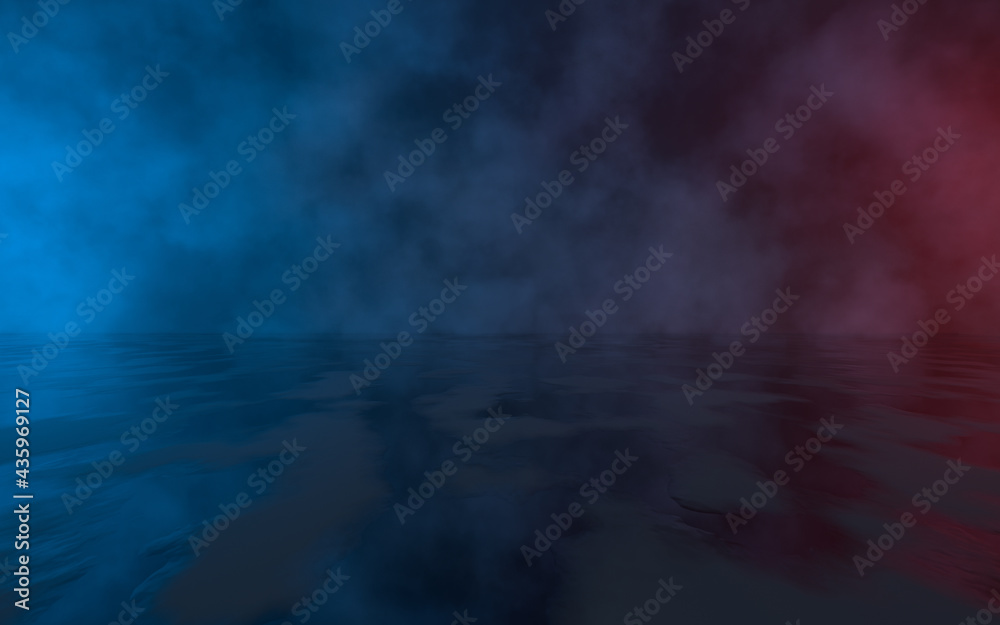 Empty ground with fog background, 3d rendering. Empty ground with fog background, 3d rendering.