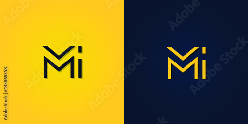 Minimalist Abstract Initial letter MI logo. This logo incorporates abstract letters in a creative way. It will be suitable for which company or brand name starts those initial.