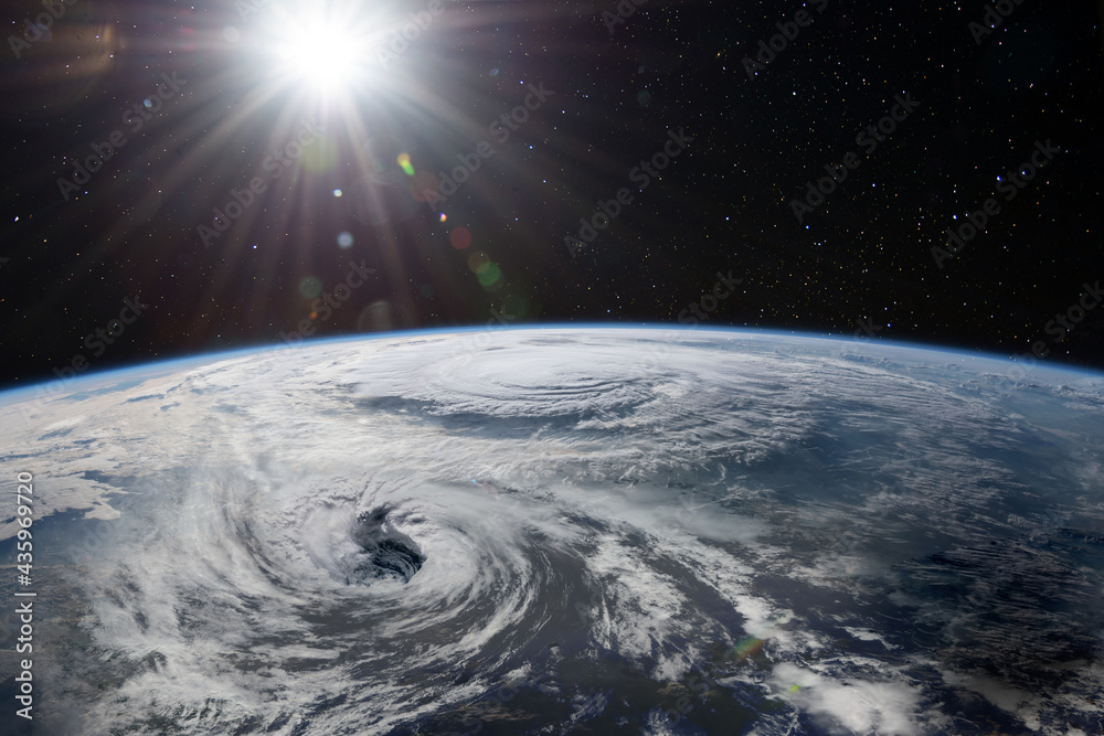 Two super typhoons. Satellite view. Elements of this image furnished by NASA. Two super typhoons. Satellite view. Elements of this image furnished by NASA.