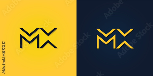 Minimalist Abstract Initial letter MX logo. This logo incorporates abstract letters in a creative way. It will be suitable for which company or brand name starts those initial. photo