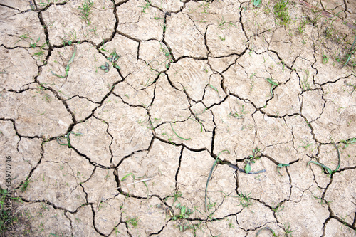 Dirt cracked in California due to global warming drought season - Dry Soil background
