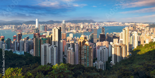 Hong Kong skyline from Victoria Peak on a sunny day