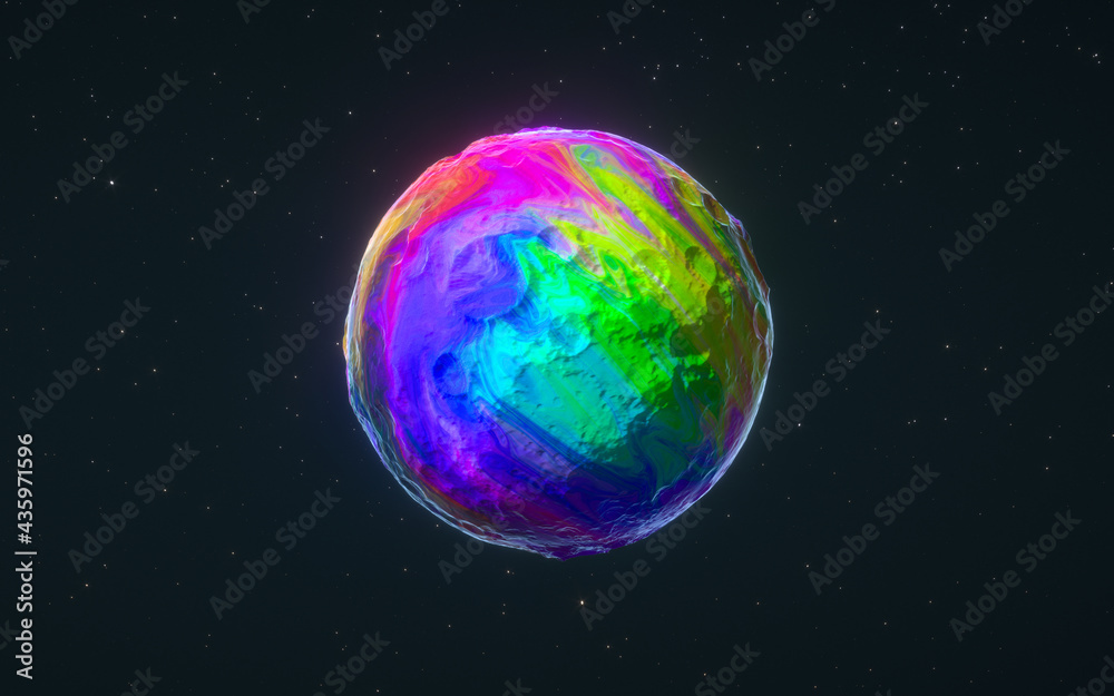 Colorful sphere with black background, 3d rendering.