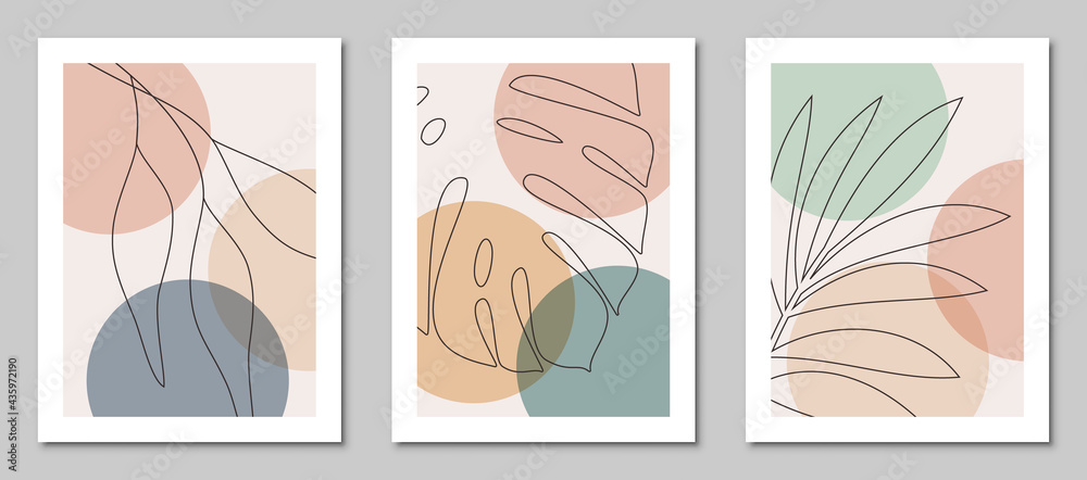 Set of abstract art nature backgrounds. Modern shape line art, foliage, botanical, tropical leaves floral design for cover, wallpaper, home decoration, wall art. Set of abstract art nature backgrounds. Modern shape line art, foliage, botanical, tropical leaves floral design for cover, wallpaper, home decoration, wall art.
