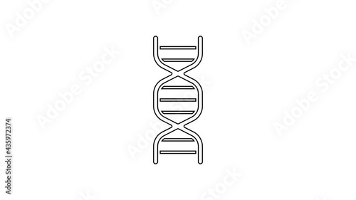 Black line DNA symbol icon isolated on white background. 4K Video motion graphic animation