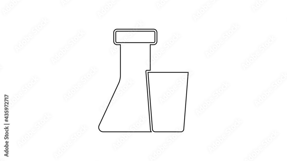 Black line Test tube and flask chemical laboratory test icon isolated on white background. Laboratory glassware sign. 4K Video motion graphic animation Black line Test tube and flask chemical laboratory test icon isolated on white background. Laboratory glassware sign. 4K Video motion graphic animation