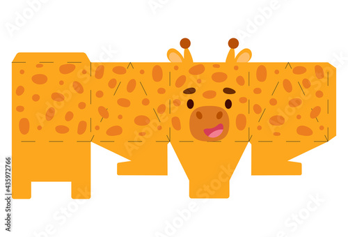 Party favor box giraffe design for sweets, candies, small presents, bakery. Package template, great design for any purposes, birthdays, baby showers, halloween, christmas. Vector stock illustration.