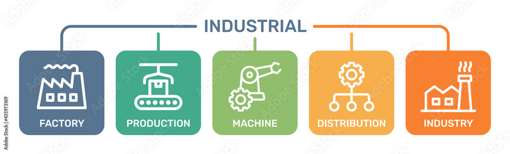 Industry 4.0 Smart factory concept. Technology vector illustration