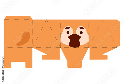 Party favor box platypus design for sweets, candies, small presents, bakery. Package template, great design for any purposes, birthdays, baby showers, halloween, christmas. Vector stock illustration.