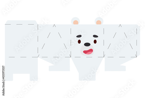 Party favor box polar bear design for sweets, candies, small presents, bakery. Package template, great design for any purposes, birthdays, baby showers, halloween, christmas. Vector stock illustration